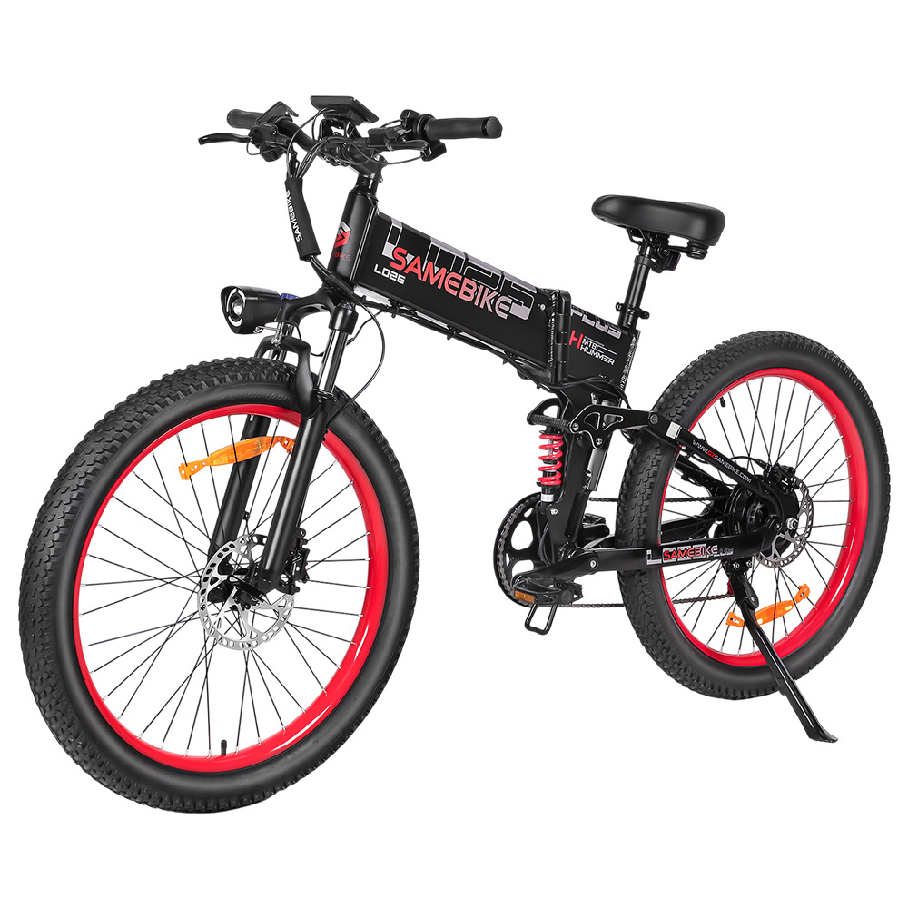 SAMEBIKE LO26-Plus Electric Bike, 1000W Motor, 48V 15Ah Battery, 26 inch Tires, 45km/h Max Speed, 100km Range, Hydraulic Disc Brakes, Dual Adjustable Suspension, Shimano 7-speed - Black