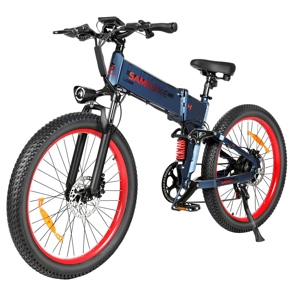 

SAMEBIKE LO26-Plus Electric Bike, 1000W Motor, 48V 15Ah Battery, 26 inch Tires, 45km/h Max Speed, 100km Range, Hydraulic Disc Brakes, Dual Adjustable Suspension, Shimano 7-speed - Blue