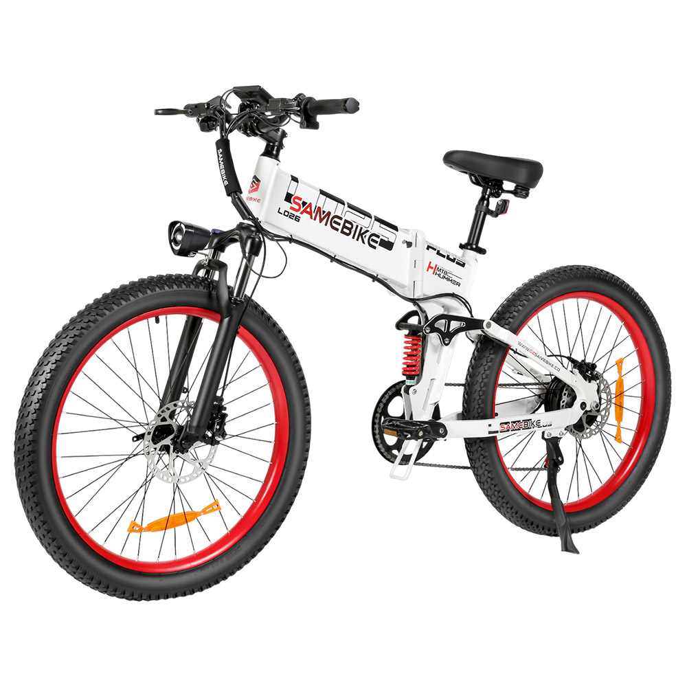 

SAMEBIKE LO26-Plus Electric Bike, 1000W Motor, 48V 15Ah Battery, 26 inch Tires, 45km/h Max Speed, 100km Range, Hydraulic Disc Brakes, Dual Adjustable Suspension, Shimano 7-speed - White