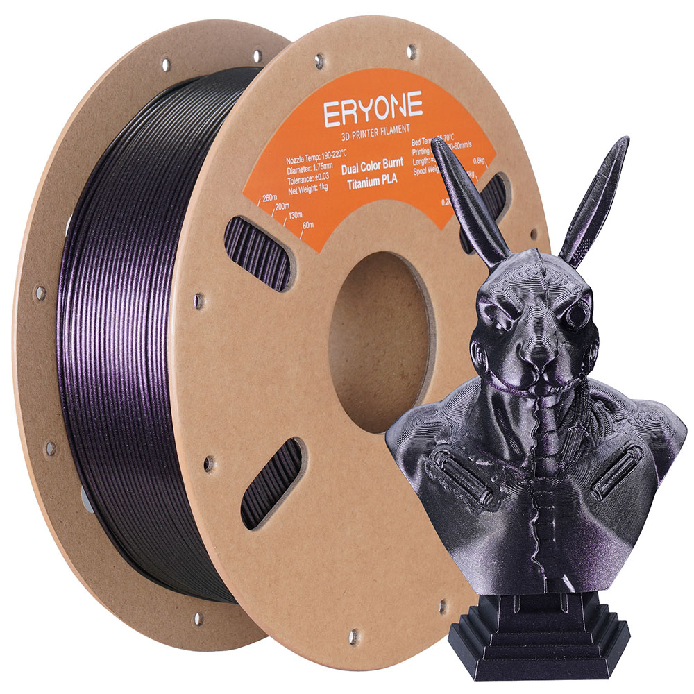

ERYONE Burnt Titanium Dual Color PLA Filament 1kg - Black & Rose-red, Mix color