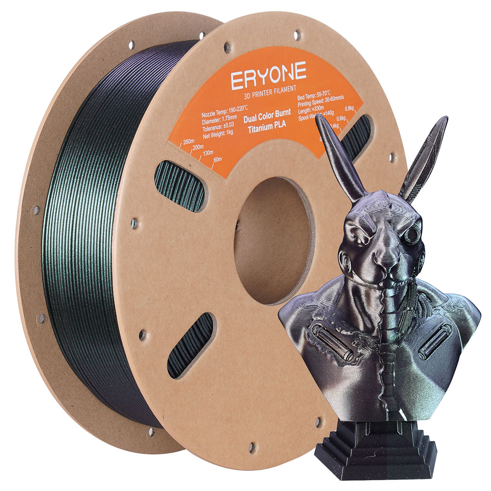 

ERYONE Burnt Titanium Dual Color PLA Filament 1kg - Green & Golden, Mix color