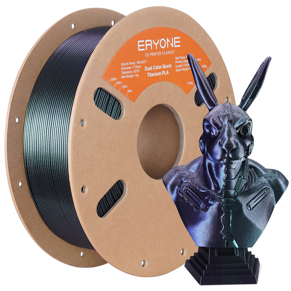

ERYONE Burnt Titanium Dual Color PLA Filament 1kg - Green & Purple-blue, Mix color
