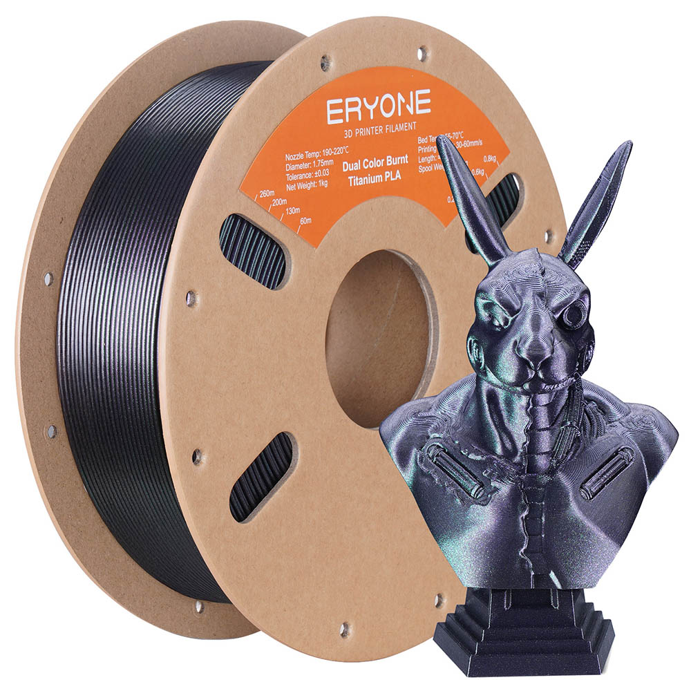 

ERYONE Burnt Titanium Dual Color PLA Filament 1kg - Green & Rose-red, Mix color