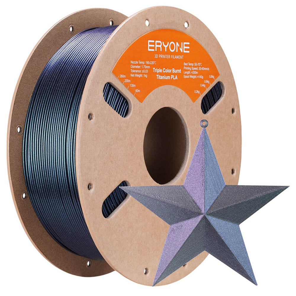 

ERYONE Burnt Titanium Tri Color PLA Filament 1kg - Blue & Black & Rose-red, Mix color