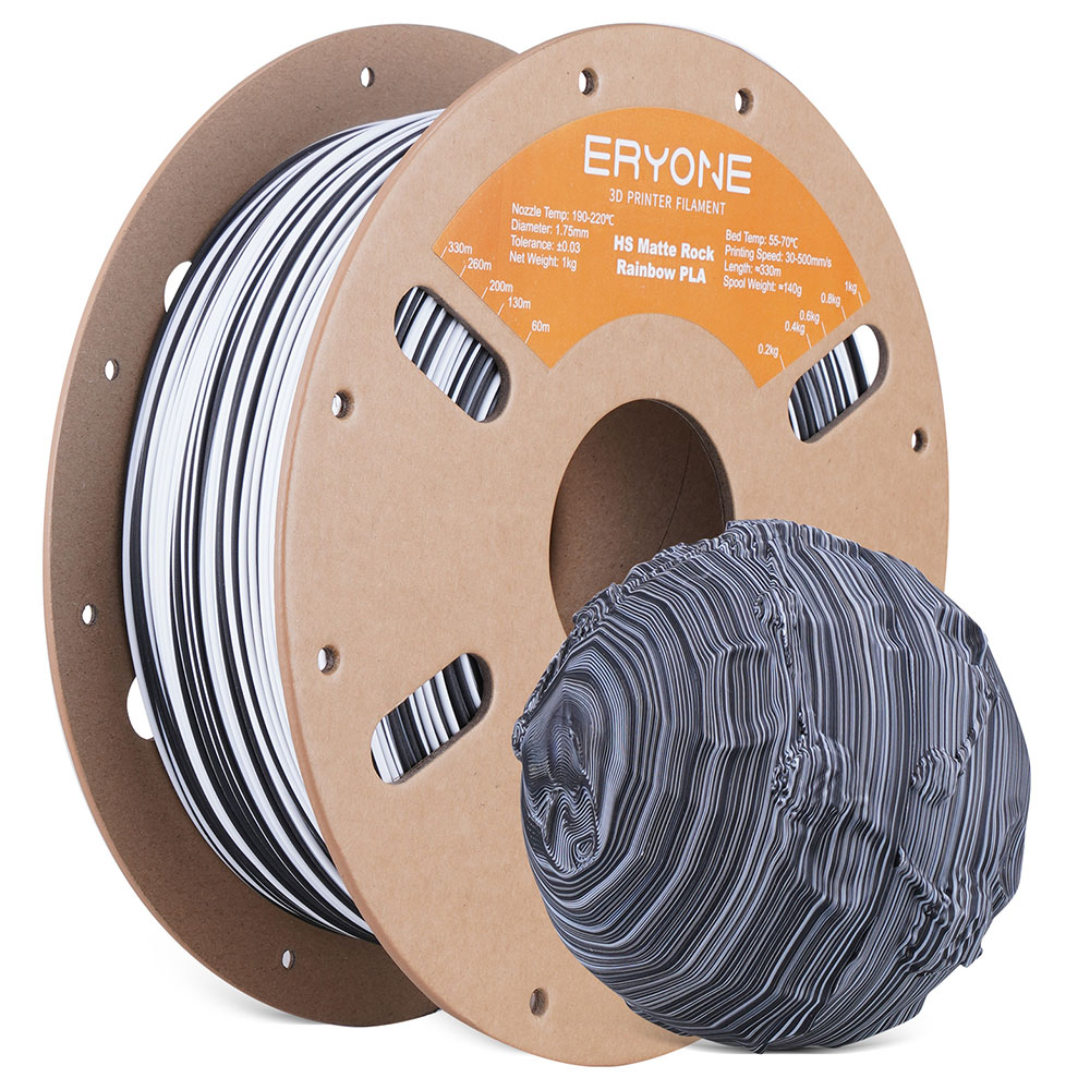 

ERYONE High Speed PLA Matte Twisted Filament 1kg - Zebra Stone