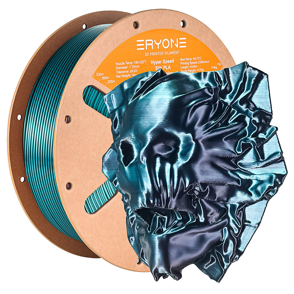 

ERYONE Hyper PLA Silk Dual-color Filament 1kg - Dark Green & Black, Mix color