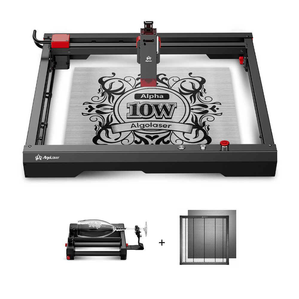 

AlgoLaser Alpha 10W Laser Engraver + Laser Bed + Rotary Roller