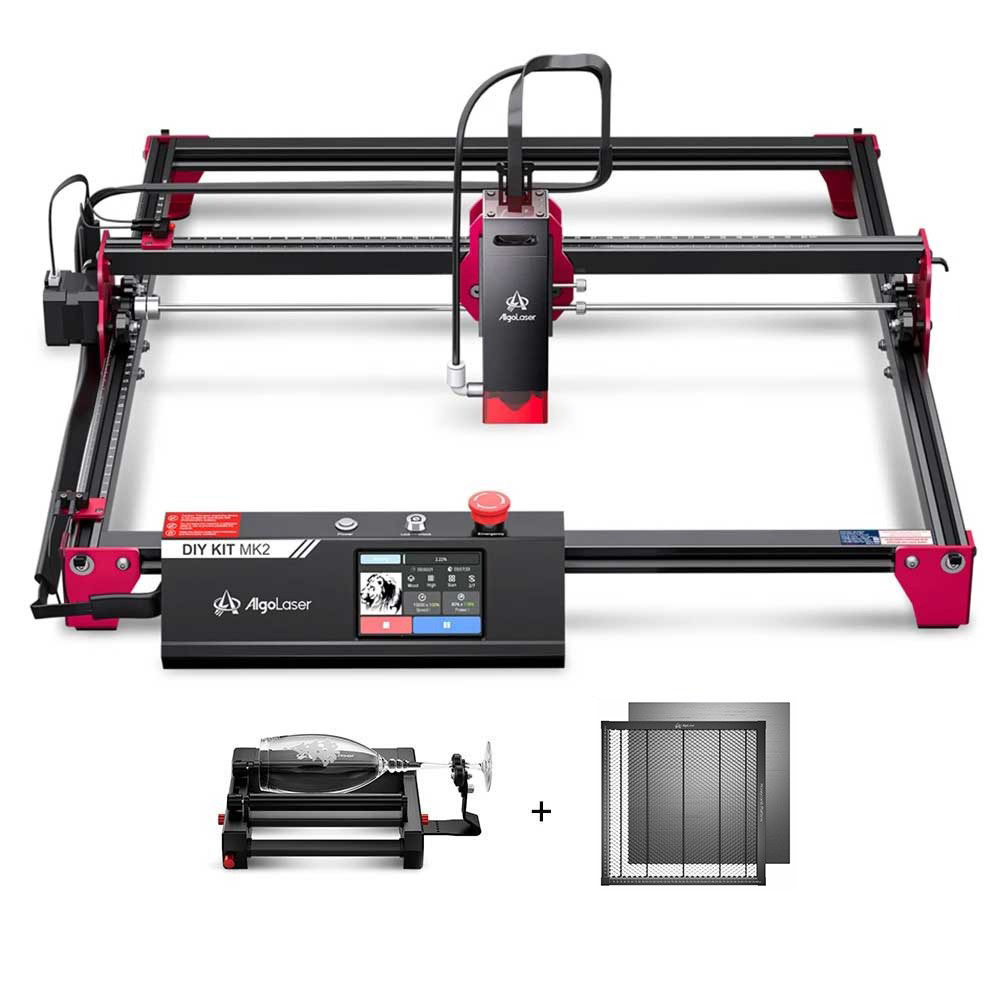 

AlgoLaser DIY KIT MK2 10W Laser Engraver + Laser Bed + Rotary Roller