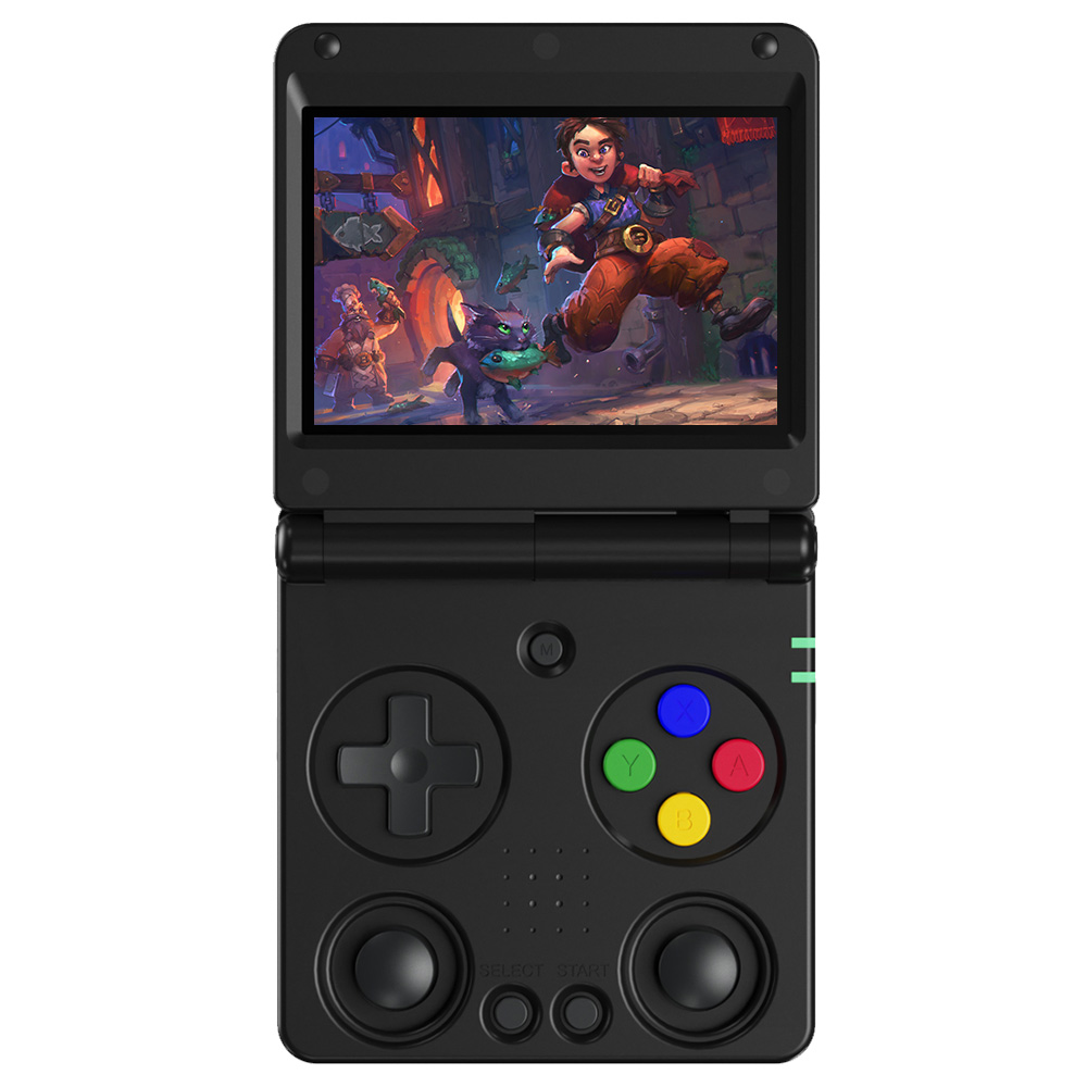 

ANBERNIC RG34XXSP Flip Game Console, 64GB + 128GB TF Card with 11000+ Games, 3.4 inch 720*480 IPS Screen, 30+ Emulators, 6 Hours Playtime, 5G WiFi, Multimedia Apps - Black