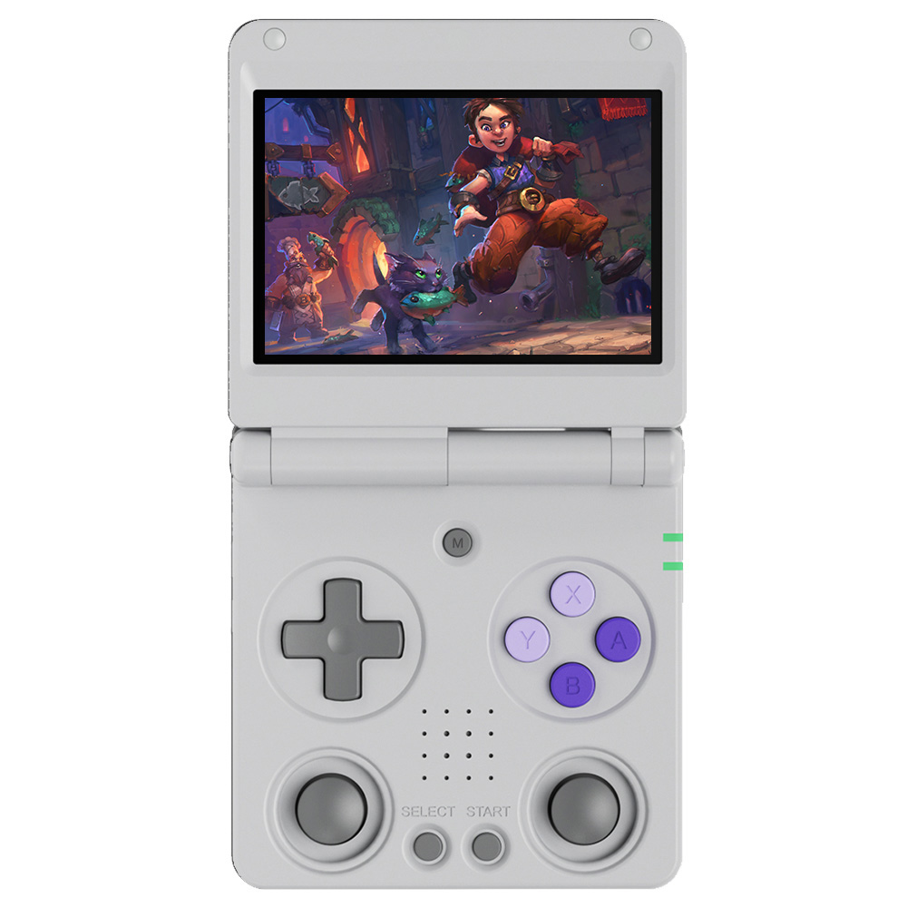 

ANBERNIC RG34XXSP Flip Game Console, 64GB + 256GB TF Card with 14000+ Games, 3.4 inch 720*480 IPS Screen, 30+ Emulators, 6 Hours Playtime, 5G WiFi, Multimedia Apps - Grey