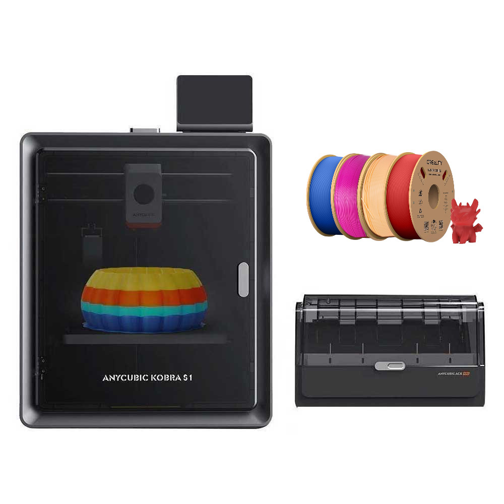 

Anycubic Kobra S1 Combo 3D Printer + 4kg Hyper PLA Filament - 1kg Purple + 1kg Blue + 1kg Red + 1kg Peachy-pink