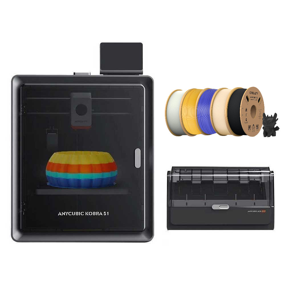 

Anycubic Kobra S1 Combo 3D Printer + 5kg Hyper PLA Filament - 1kg Blue + 1kg White + 1kg Golden + 1kg Black + 1kg Skin Color