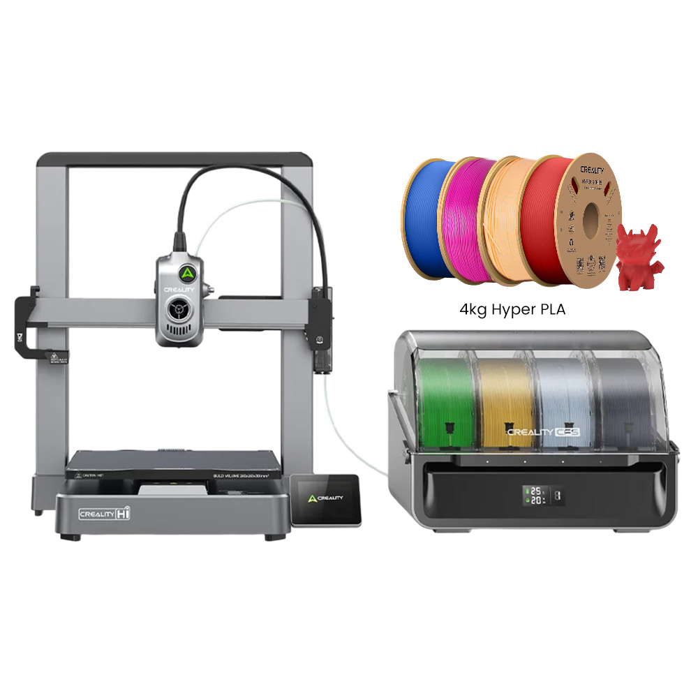 

Creality Hi Combo 3D Printer + 4kg Hyper PLA Filament - 1kg Purple + 1kg Blue + 1kg Red + 1kg Peachy-pink