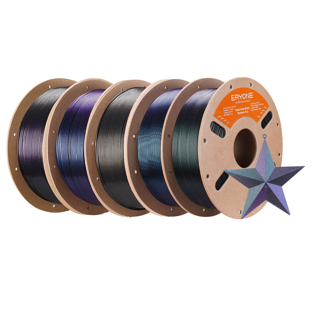 5kg ERYONE Burnt Titanium Tri Color PLA - 1kg Black&Rose&Purple/ Green&Rose&Purple/ Purple&Gold&Green/ Blue&Gold&Green/ Black&Green&Rose