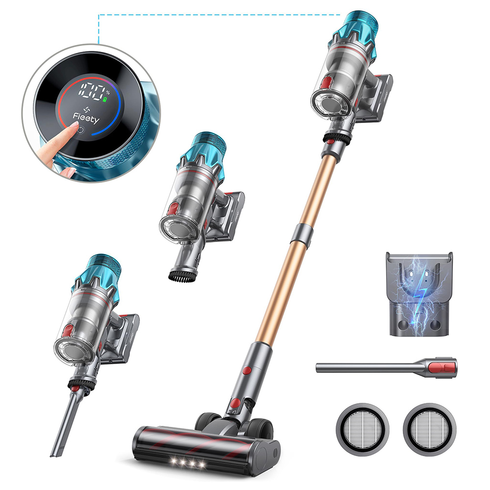 

Fieety V7 Cordless Vacuum Cleaner, 45kPa Strong Suction, 60min Runtime, 7-Layer Filtration, LED Touch Screen, for Carpets & Hard Floors