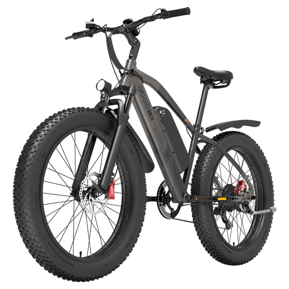 

GOGOBEST GF600 Plus Electric Bike, 1000W Motor, 48V 20Ah, 26*4.0 inch Tires, 45km/h Max Speed, 150km Range, Hydraulic Disc Brake, Oil Spring Suspension, Shimano 7-speed - Black Grey, Gray