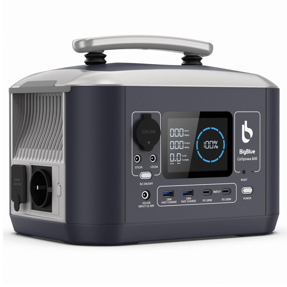 

Bigblue CellPowa 600 Portable Power Station, 537Wh 600W Outdoor Generator, LiFePO4 3500+ Cycle, 0-80% in 1.6Hrs, 2*AC, 2*DC, 2*USB-A, 2*USB-C, 1*Car Port