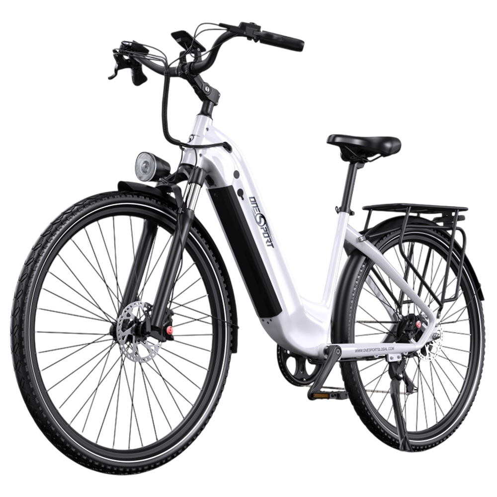 

ONESPORT OT05 Pro Electric Bike, 250W Motor, 36V 22.5Ah Battery, 700*50C Tires, 25km/h Max Speed, 140km Range, Hydraulic Disc Brakes, Front Suspension Fork, Shimano 7-speed - White