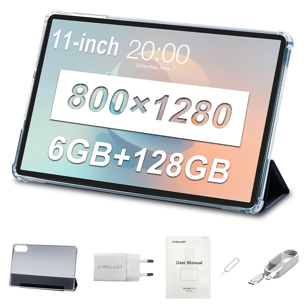 

Teclast P50 Android 15 Tablet, 11 inch 800*1280 IPS Screen, Unisoc T606 8 Core Max 1.6GHz, 8GB + 12GB Expansion RAM 128GB ROM, 2.4/5GHz WiFi Bluetooth 5.0, 5MP+8MP Camera, GPS/Galileo/GLONASS/BDS, 7000mAh Battery