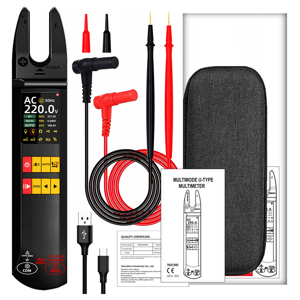

BSIDE U5 Clamp Meter, 600A AC/DC, True RMS Auto-Ranging, TFT Color Screen, NCV, USB Rechargeable 1200mAh, U-Shaped Multimeter