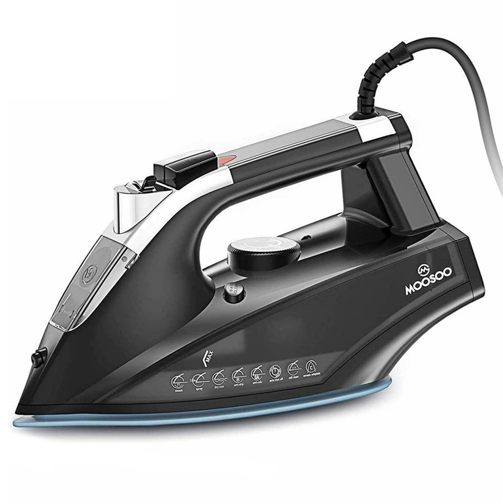 Moosoo SG-8005-1 1800W Steam Iron, 470ml Water Tank, 4 Temperature Settings, Auto-Clean & Anti-Drip, Fast Heating
