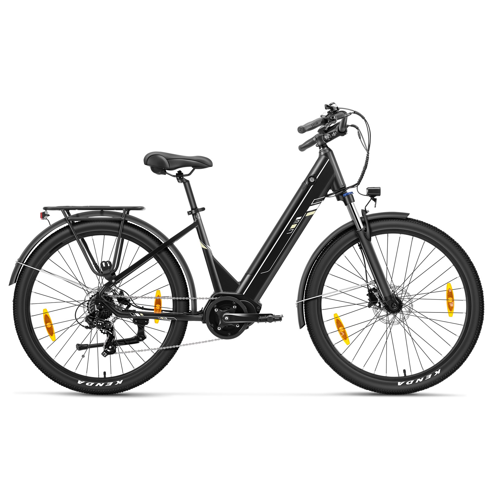 Touroll Urbano 3 Electric Bike, 250W Mid-drive Motor, 36V 13Ah Battery, 27.5 inch Tires, 25km/h Max Speed, 120km Range, Hydraulic Disc Brake, Suspension Fork with Lockout