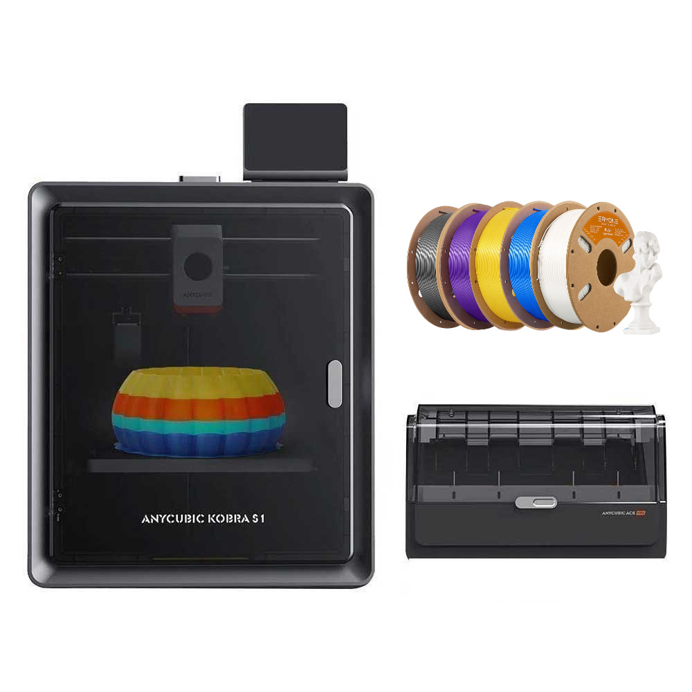 

Anycubic Kobra S1 Combo + 5kg Eryone High Speed PLA+ Filament - 1kg Ivory White/ Gray/ Yellow/ Blue/ Purple, Multi color