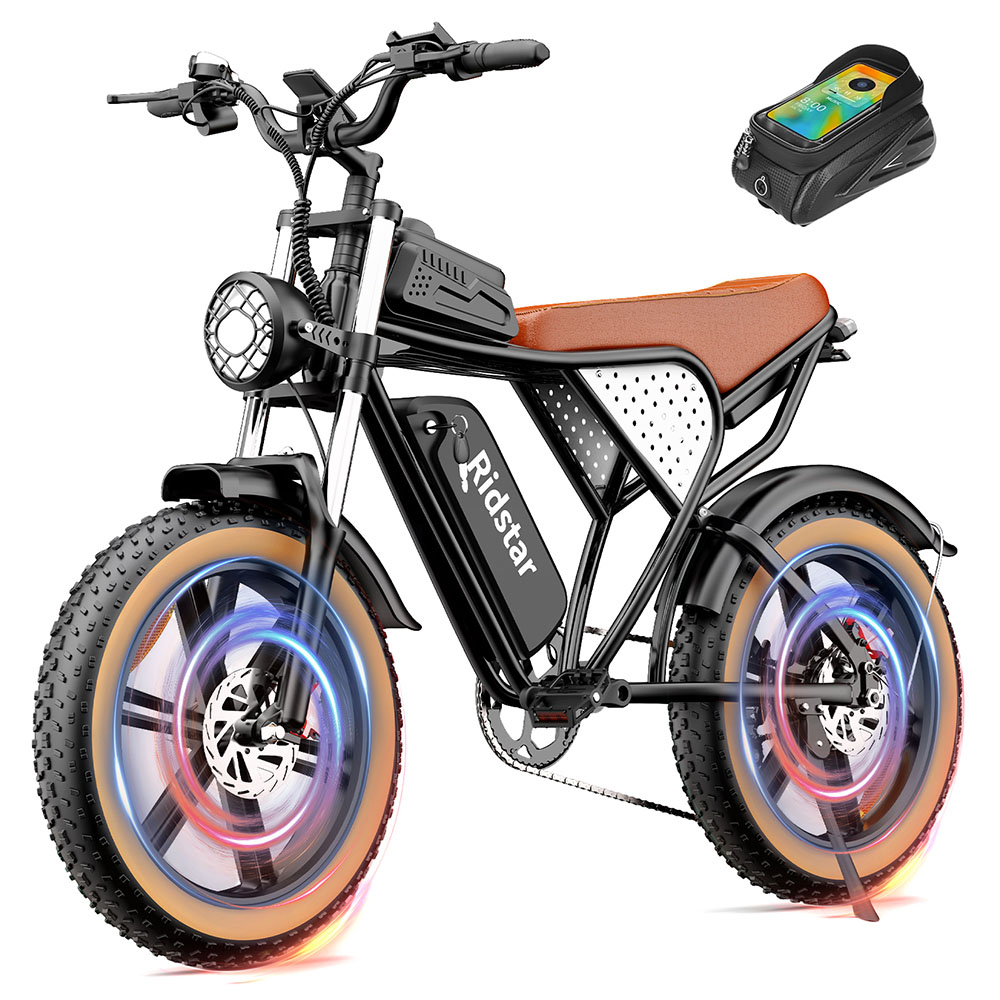 

Ridstar Q20 Electric Bike, 1000W Motor, 48V 20Ah Battery, 20*4.0 inch Integrated Tires, 50km/h Max Speed, 120km Max Range, Hydraulic Disc Brake, Suspension Fork, Shimano 7-speed