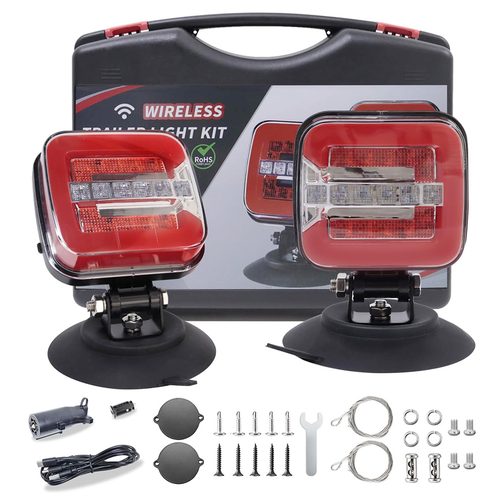 

ORPRO 5023B LED Wireless Magnetic Trailer Lights, 7-Pin to 4-Way Adapter, IP67, for Trucks, RVs, Boats - US Plug