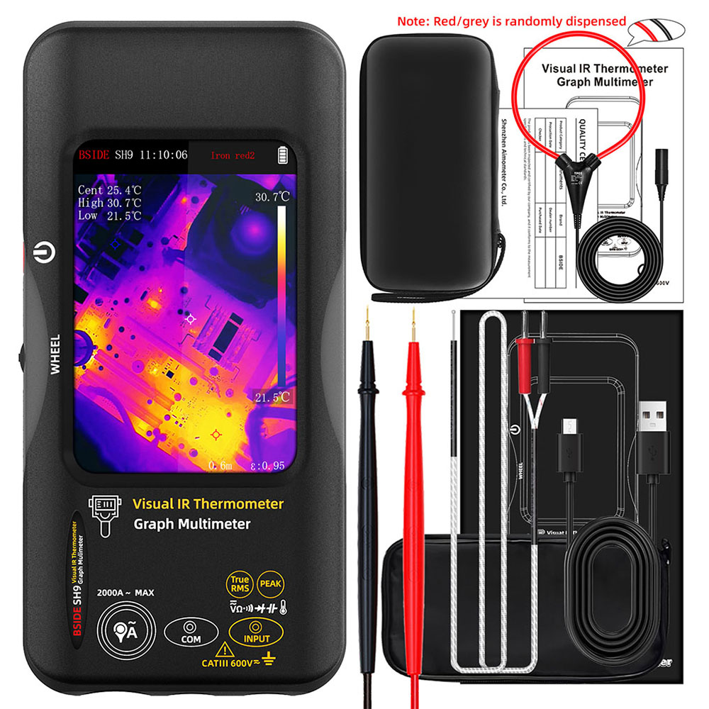 BSIDE SH9 Thermal Imager Multimeter, 320×428 IR Camera, 3.98-inch Touchscreen, Rechargeable 2500mAh Battery, with Rogowski Coil