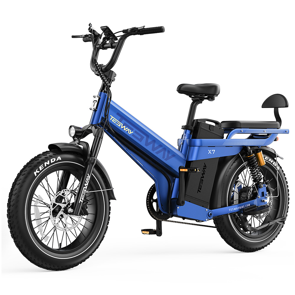 TESWAY X7 Pro Electric Bike, 1000W Motor, 48V 60Ah Battery, 20*4 inch Tires, 50km/h Max Speed, 320km Max Range, Dual Hydraulic Brakes, Full Suspension, Shimano 7-speed - Blue