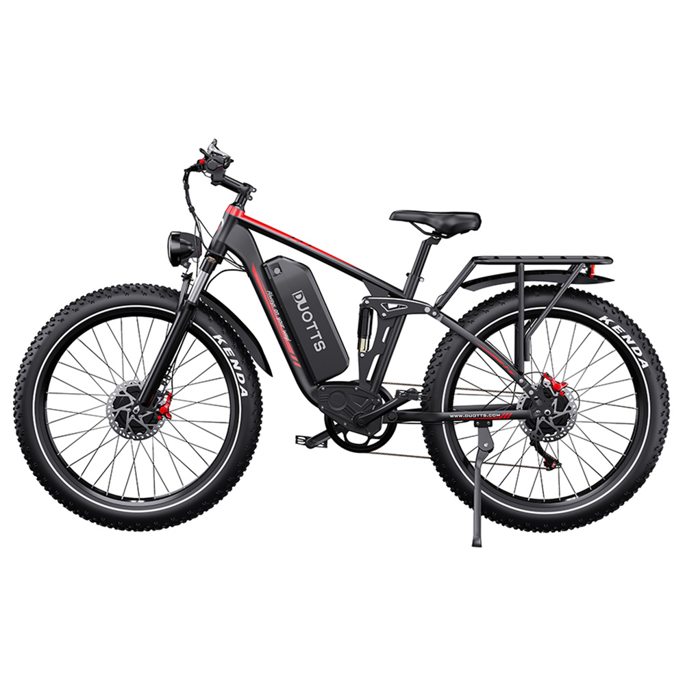 

DUOTTS S26 Electric Bike 750W*2 Motors 50km/h Max Speed 26*4.0 inch Inflatable Fat Tires 48V 20Ah SAMSUNG Battery 120km Range Shimano 7-Speed 150kg Max Load Smart APP - Black