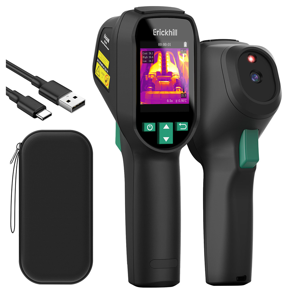 ERICKHILL ETI-01 Thermal Imaging Camera, 240×240 IR, 20Hz Refresh Rate, -20°C to 550°C Range, HVAC/Air Leak Detector, Laser Pointer