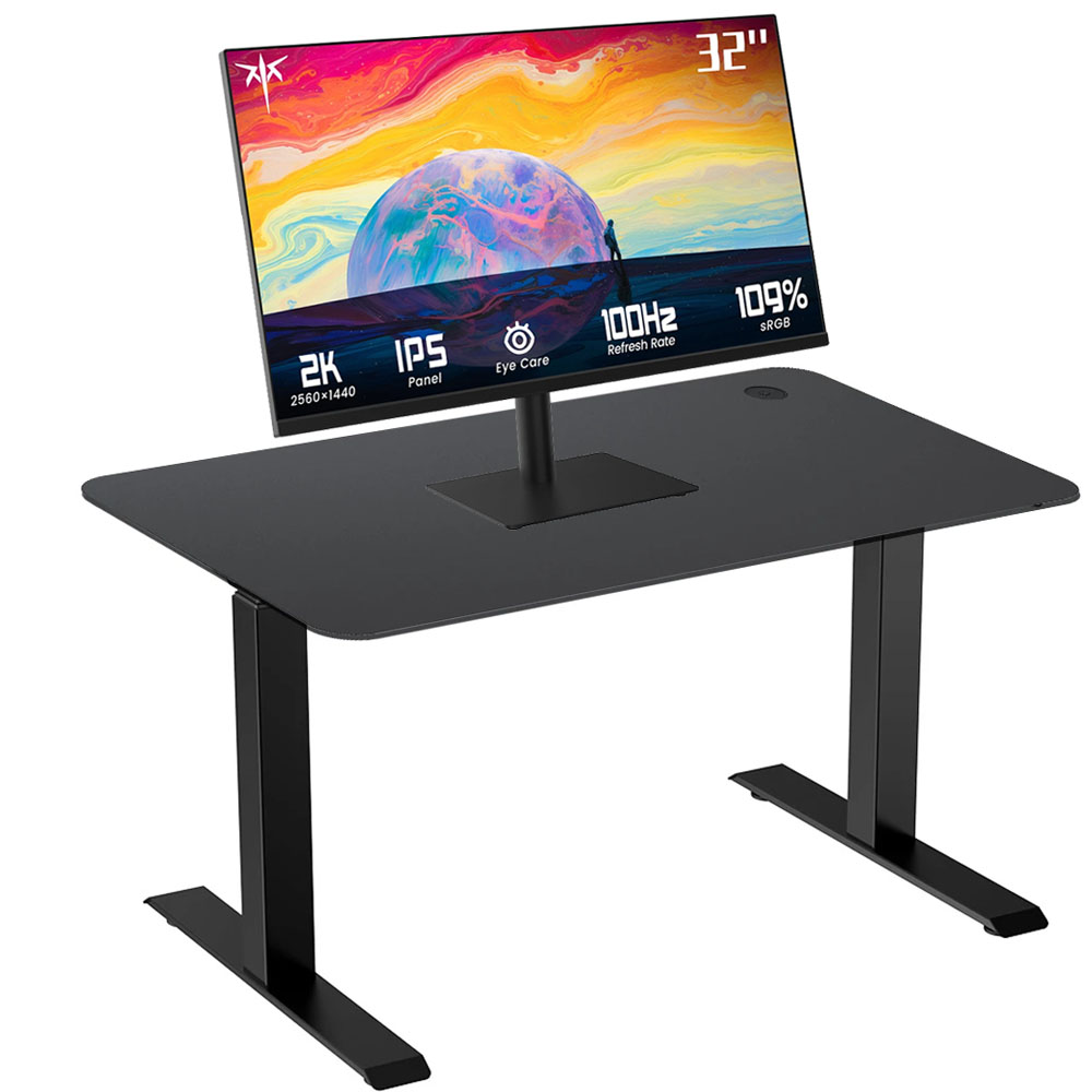ACGAM JSZ-3 Height-Adjustable Standing Desk Frame (With Desktop) + KTC H32T13 Gaming Monitor 2560*1440
