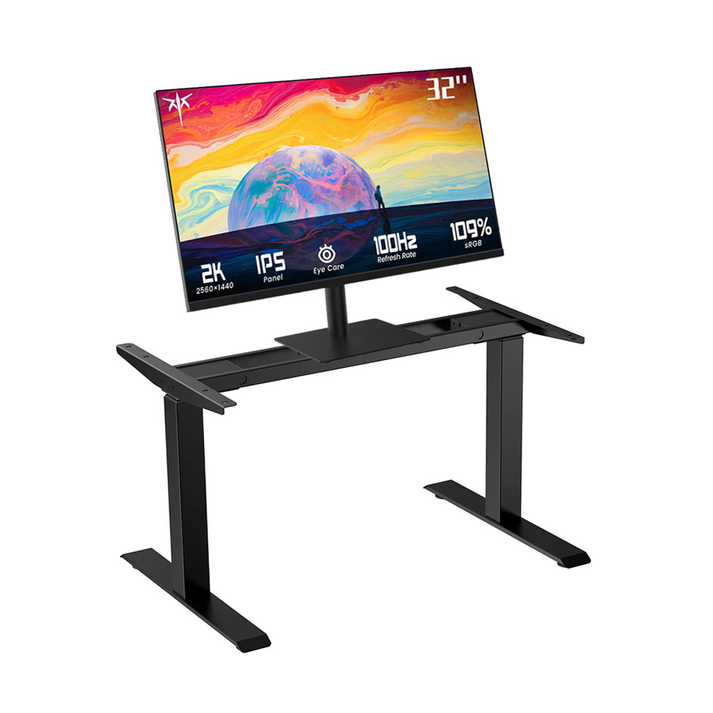 ACGAM JSZ-3 Height-Adjustable Standing Desk Frame (Without Desktop) + KTC H32T13 Gaming Monitor 2560*1440