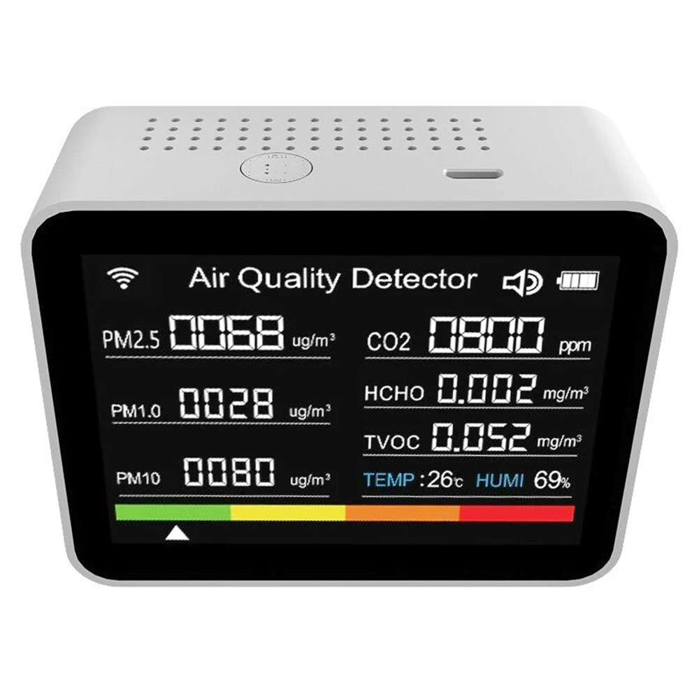 2C08 13 in 1 Tuya WIFI Air Quality Monitor, White