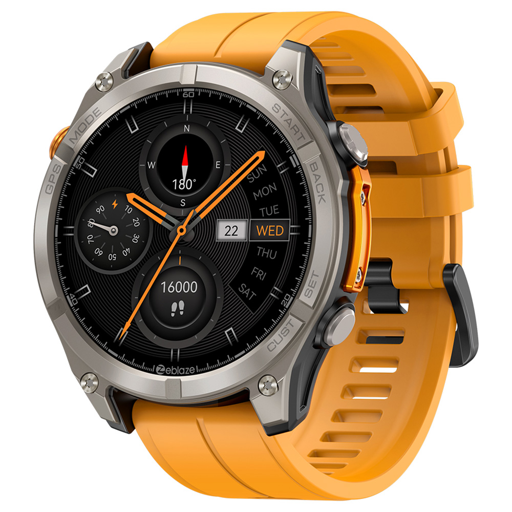 

Zeblaze Stratos 4 Rugged Outdoor Smartwatch, 1.43 inch AMOLED Display, 6 Satellite Positioning Systems, Health Monitoring, 170+ Sports Modes, Up to 60 Days Battery Life, Bluetooth Calling - Orange