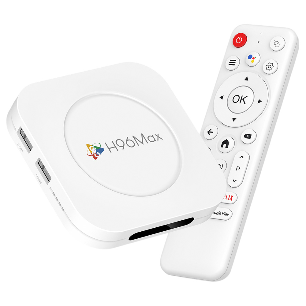 

H96 Max M1 Plus Android 14 TV Box, RK3528 Quad Core, 4GB RAM 128GB ROM, 8K UHD, WiFi 6, Bluetooth 5.4, 2*USB2.0, 1*HDMI, 1*Ethernet - EU Plug