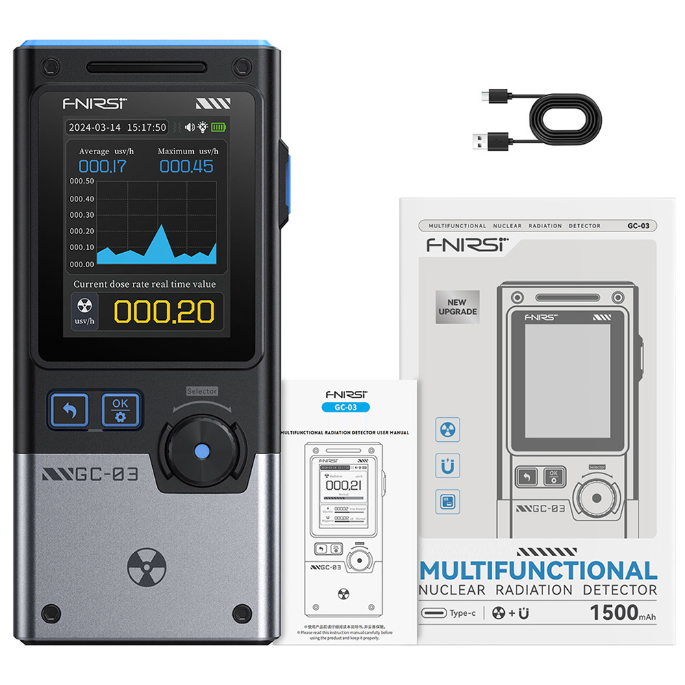 

FNIRSI GC-03 Multifunctional Radiation Detector, 3-in-1 E-field/Magnetic/Nuclear Detection with High-Precision GM Tube, Black