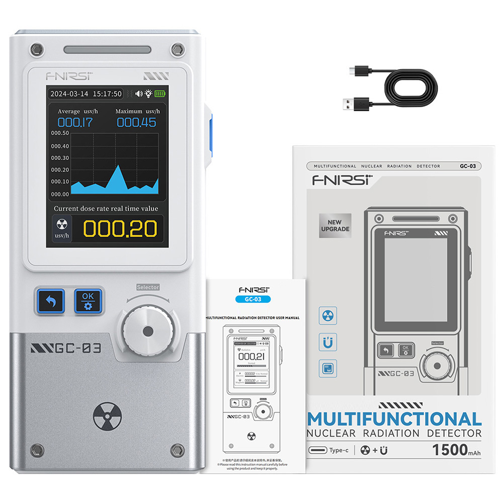 

FNIRSI GC-03 Multifunctional Radiation Detector, 3-in-1 E-field/Magnetic/Nuclear Detection with High-Precision GM Tube, White