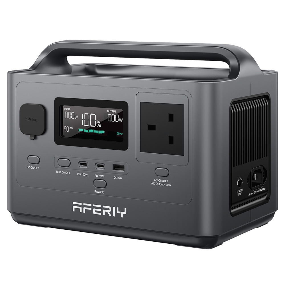 

AFERIY P040 Portable Power Station, 400W 256Wh Outdoor Generator, 5 Outputs, 1.2H Full Charge, 3500+ Cycles LiFePO₄ Battery, Gray