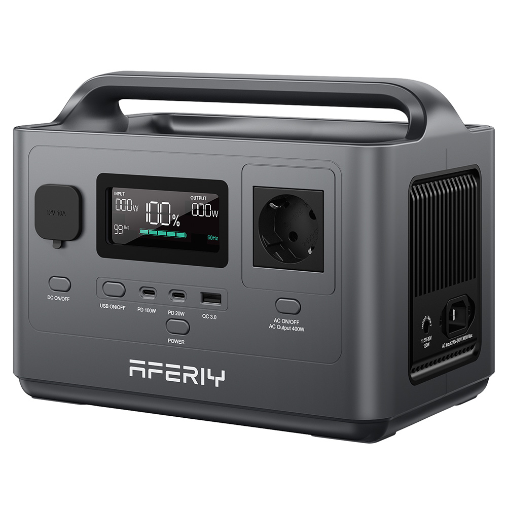 

AFERIY P040 Portable Power Station, 400W 256Wh Outdoor Generator, 5 Outputs, 1.2H Full Charge, 3500+ Cycles LiFePO₄ Battery, Gray