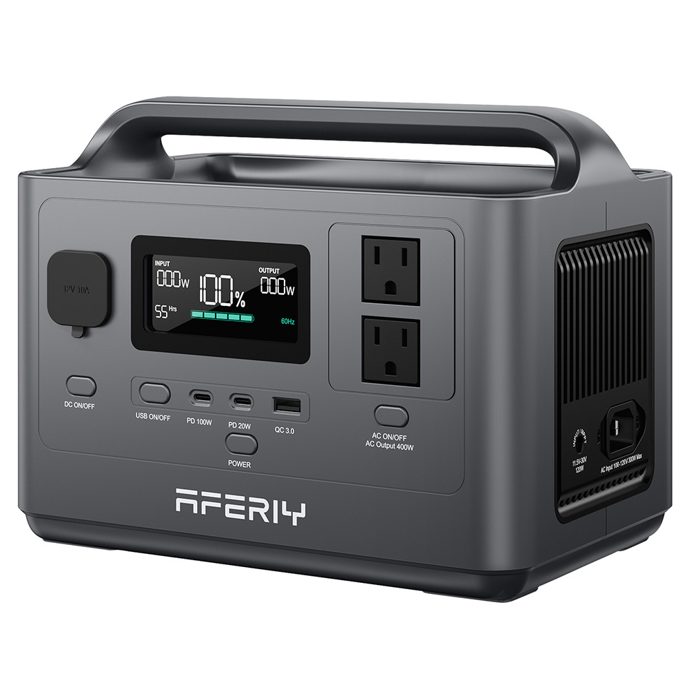 AFERIY P040 Portable Power Station, 400W 256Wh Outdoor Generator, 5 Outputs, 1.2H Full Charge, 3500+ Cycles LiFePO₄ Battery