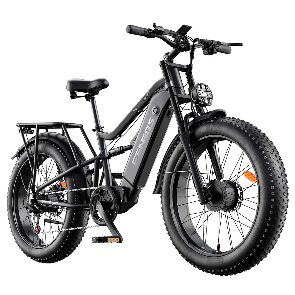 FENGQS H6PRO Electric Bike, 1000W*2 Motor, 52V 20Ah Battery, 26*4.0 inch Tires, 60km/h Max Speed, 140km Range, 7-speed, LCD Display - Grey