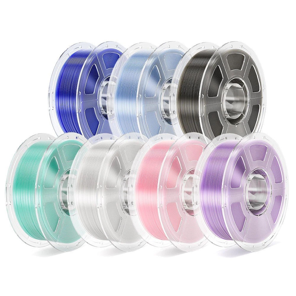 

7kg Mecpow High-Speed PETG Transparent Filament - 1kg Smoke Gray/ Blue/ Light Blue/ Cyan/ Transparent/ Light Purple/ Pink