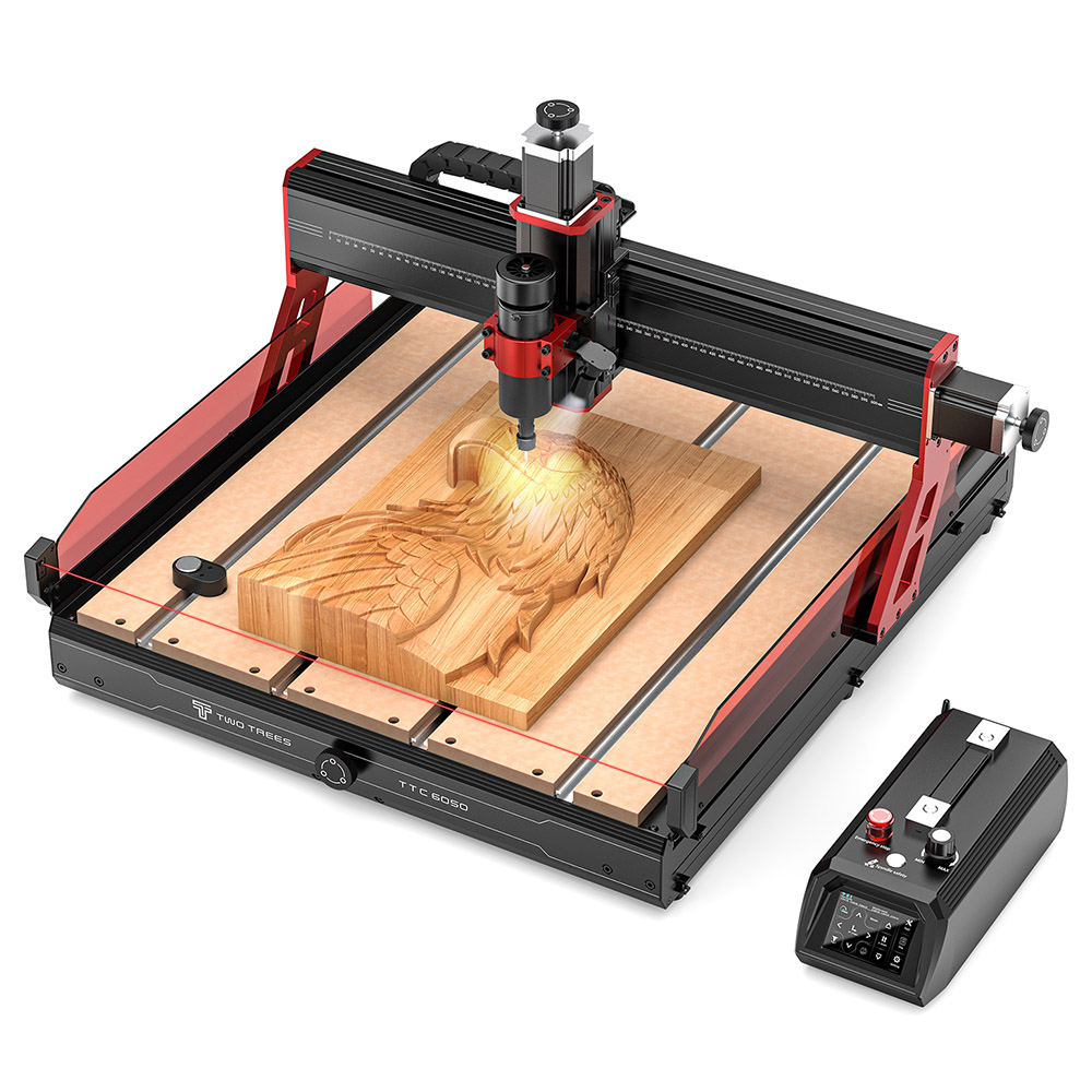 TWO TREES TTC6050 CNC Router Machine, 500W Spindle Motor, 4-Axis, 5000mm/min Speed, 600x500x100mm