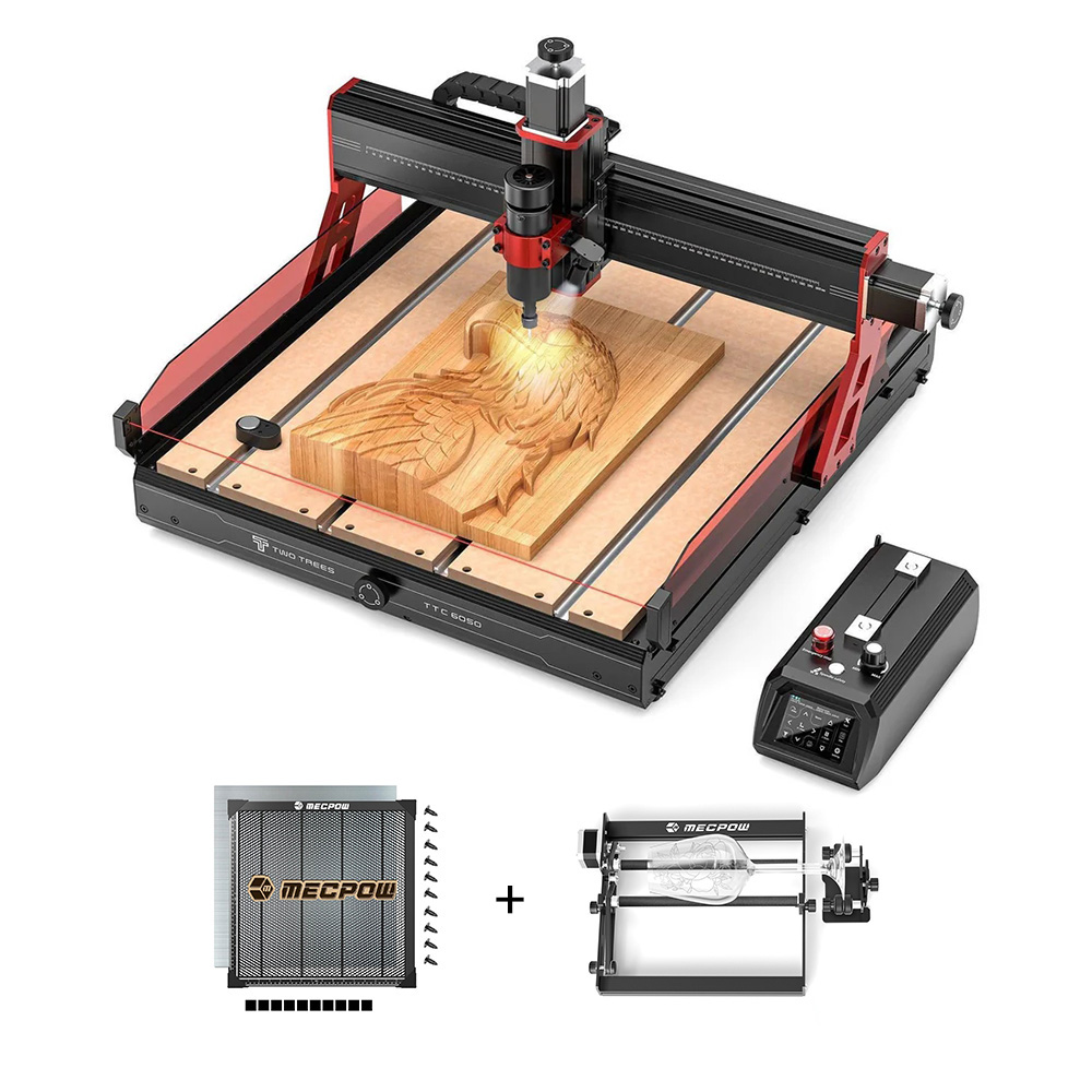 TWO TREES TTC6050 CNC Router Machine + Laser Bed + Rotary Ro...