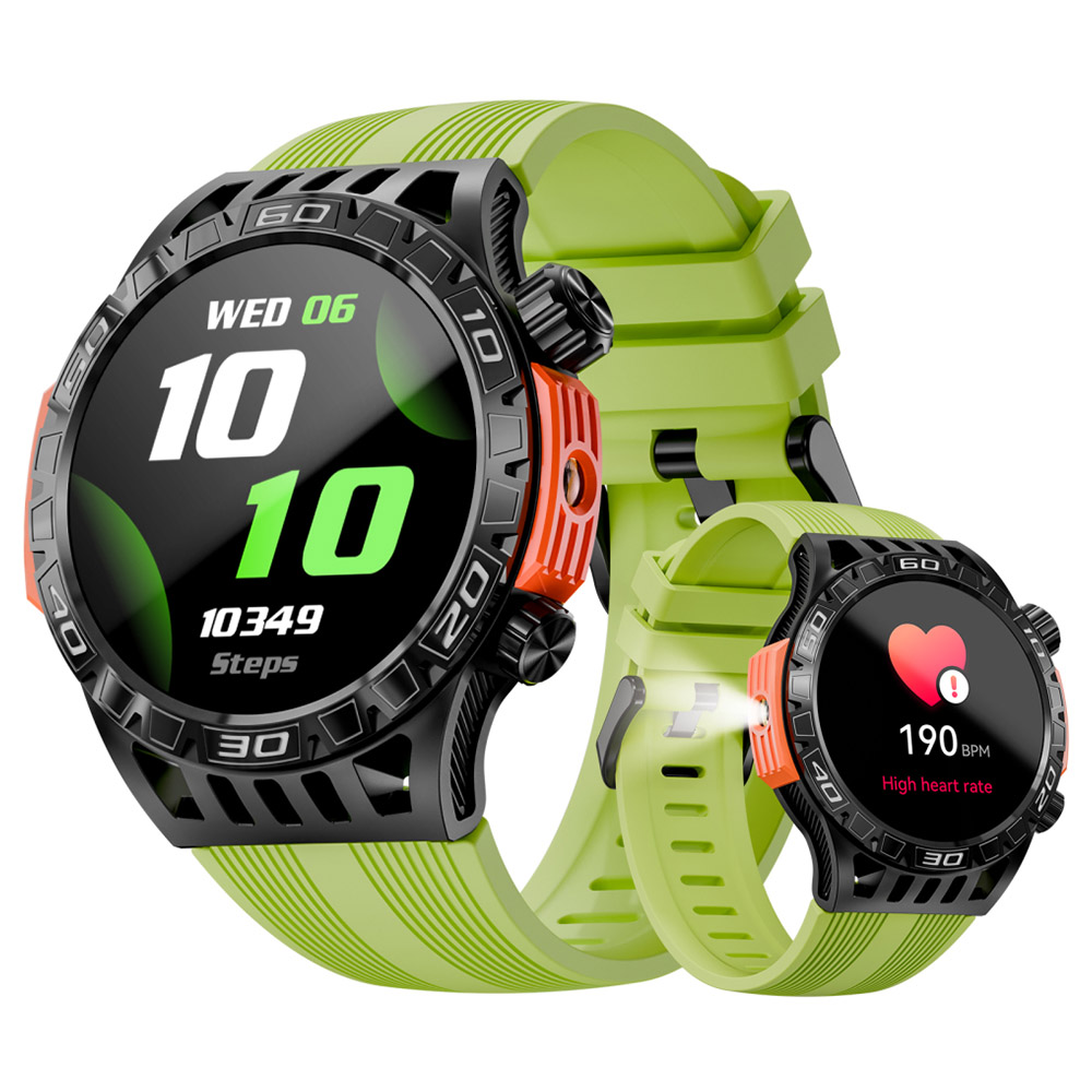 LOKMAT ZEUS 6 PRO Smartwatch, Dual Flashlight, Bluetooth Calling, 5ATM Waterproof, AI Voice Assistant, Health  Monitoring - Green