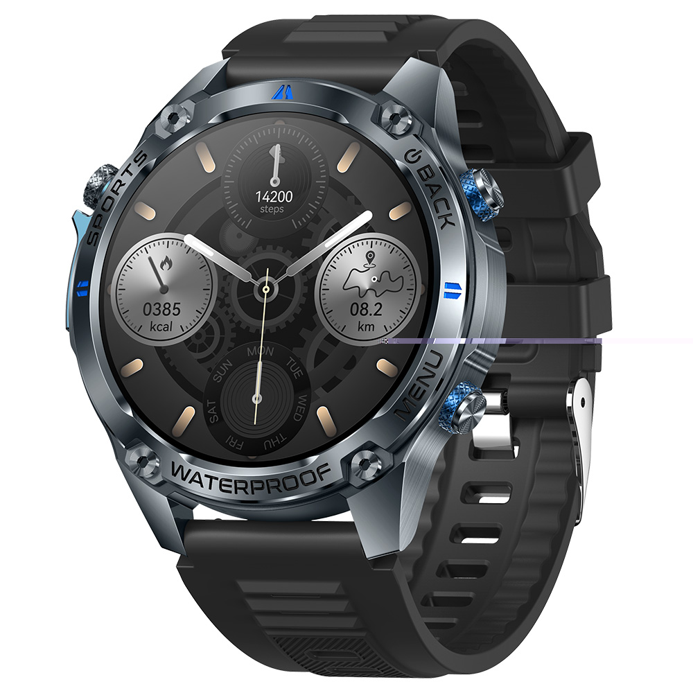 SENBONO G100 Smartwatch, DIY Video Watch Dial, 5ATM Waterproof, Health Monitoring, Bluetooth Calling, GPS Positioning, 100+ Sport Modes - Black Blue