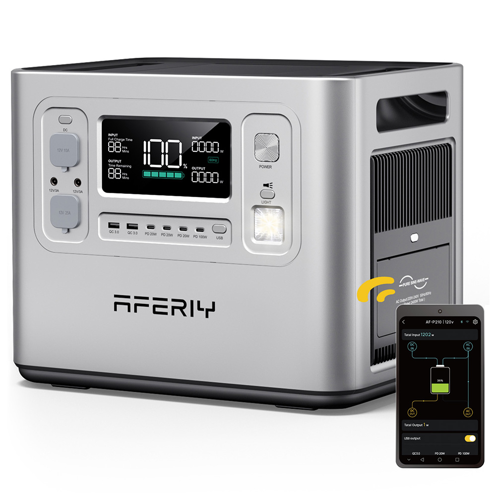 AFERIY P210 Portable Power Station 2400W 2048Wh UK Plug Silver